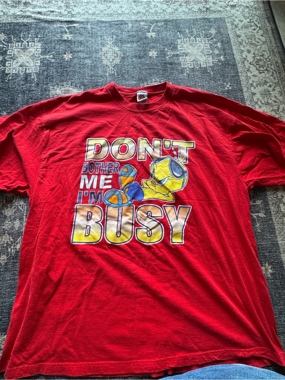 Warner Bros. Red Tweety "Don't Bother Me I'm Busy" Short Sleeve Tee